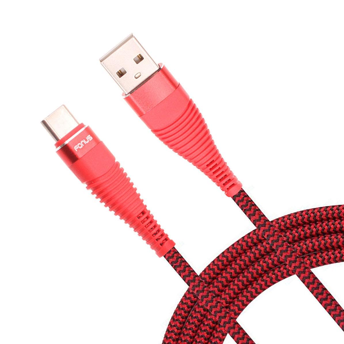 Fonus 10ft USB Cable Type-C Charger Cord Compatible with Lively Jitterbug Smart4, Power Wire USB C Long Red Braided
