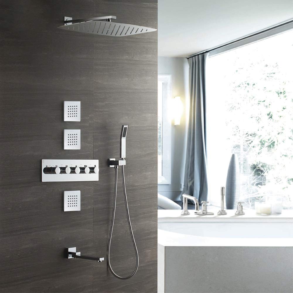 OZBMA Concealed Thermostatic Shower Faucet 350 550 Top Spray Wall-Mounted Copper Set Beautiful Practical Luxury