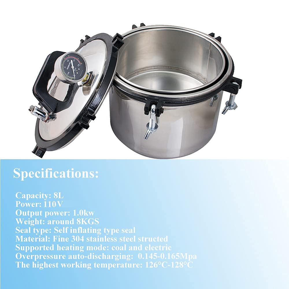 EustomA 8L Mini Autoclave Desktop Type XFS-260 High temperature steam pressure Lab Equipment