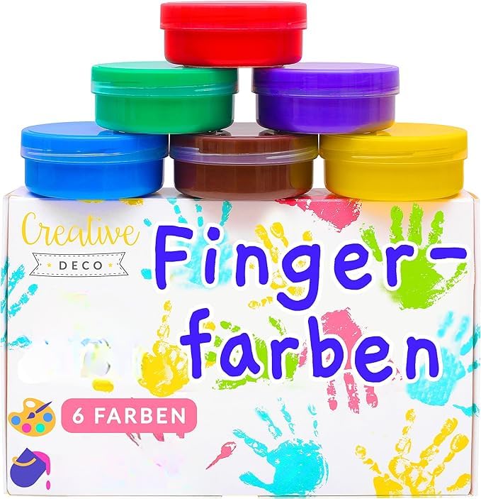 VINTAGER Safe & Non-Toxic Finger Paints Color | 6 x 35 ml Cups | Intense Colours | Water-based | Washable Craft Paint Poster Paint Set for Toddlers (B0CXY5L77L) Amazon Price History, Amazon Price Tracker