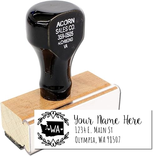 Miniatura 206 de State Love - Sello de dirección autoentintado para Texas, caja rosa, púrpura o negra, impresiones limpias y nítidas, diseño rectangular, tamaño 7/8