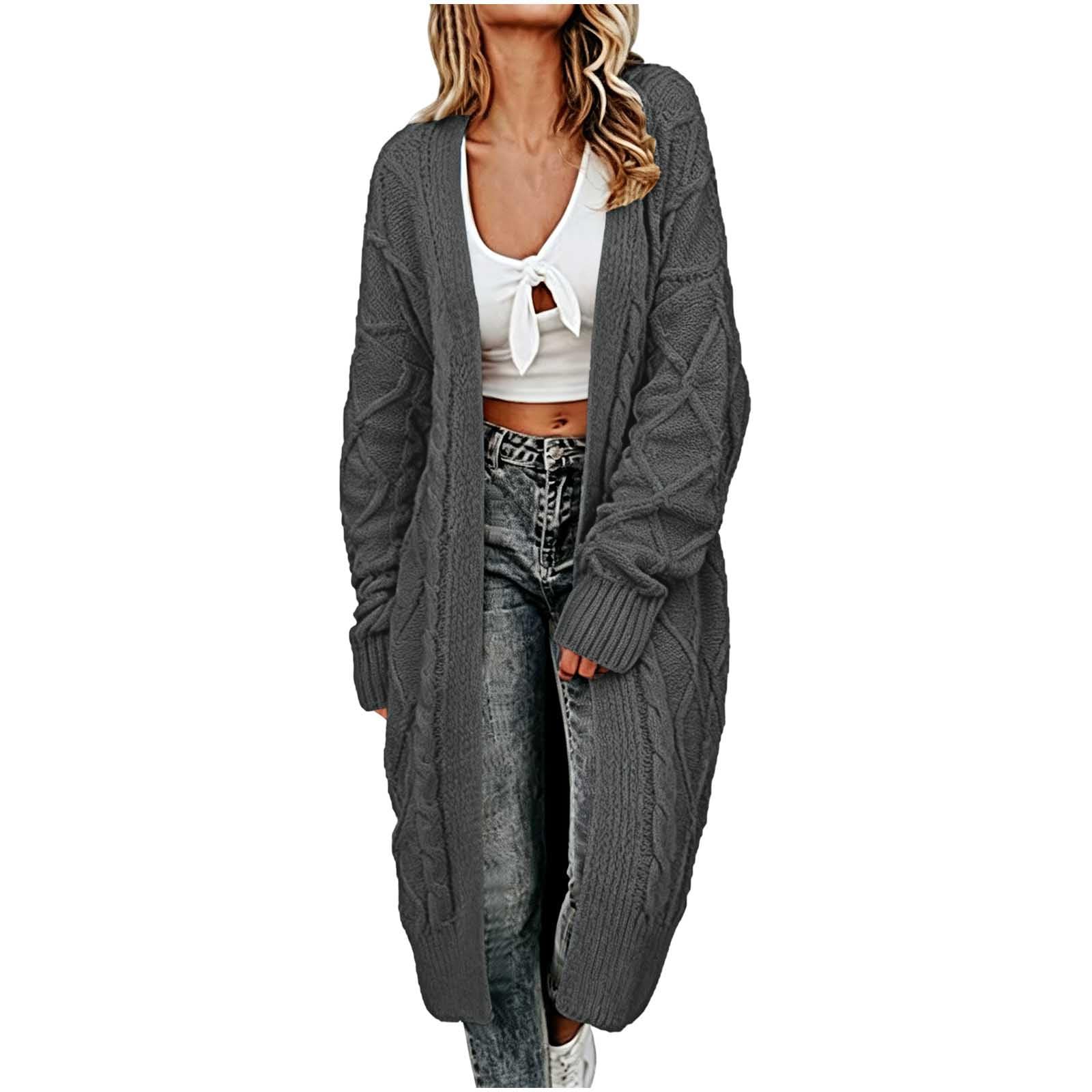 Gilet Femme Tricoté, Ouverture Devant, Manches Longues, Coupe Ample