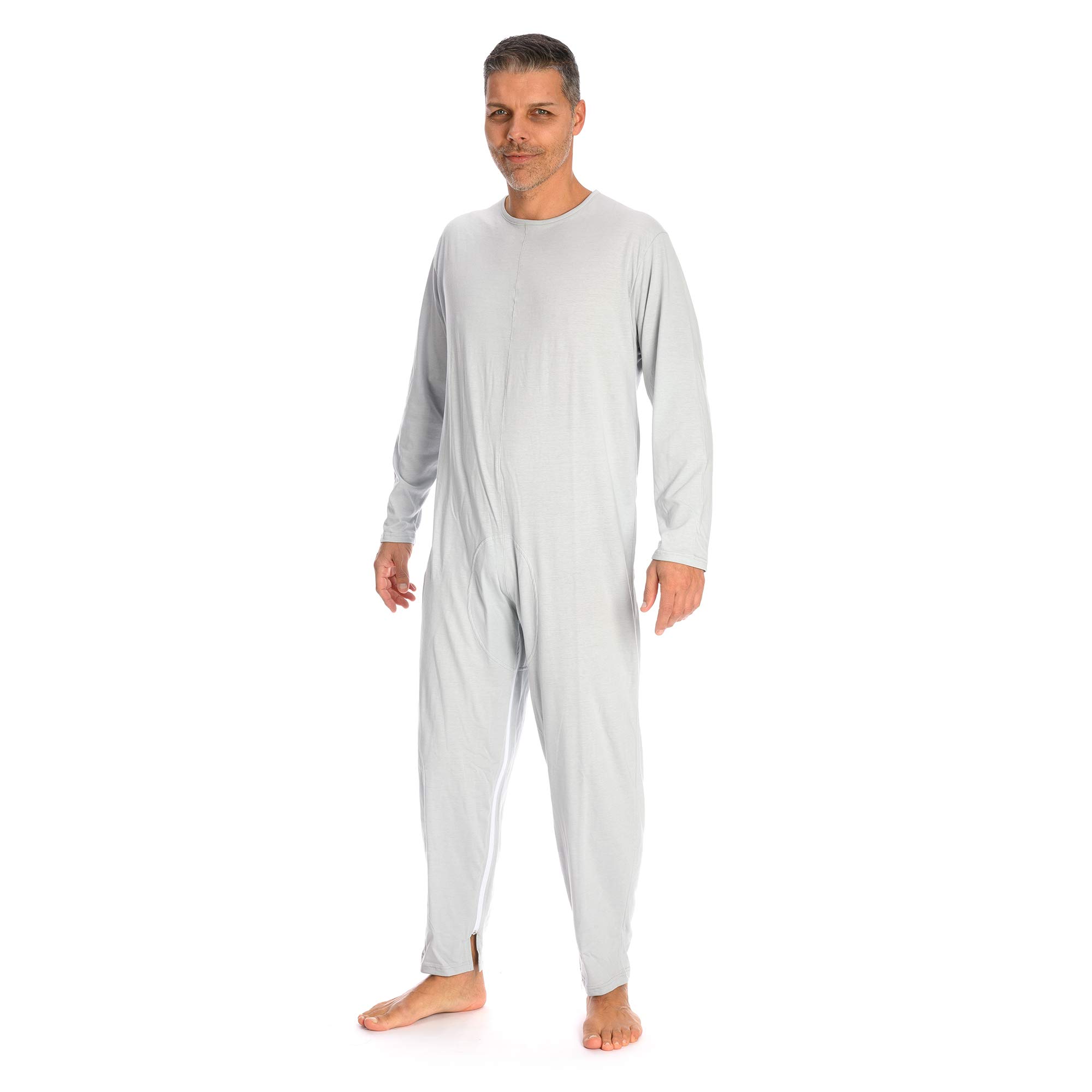 Pijama Antipañal Geriátrico Ideal Hombre en Fresco Algodón con 2 Cremalleras, Talla 3, Pack de 1
