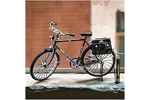 2023 DIY Retro Bicycle Model Ornament for Kids: Mini Scale Kit with Inflator and Briefcase