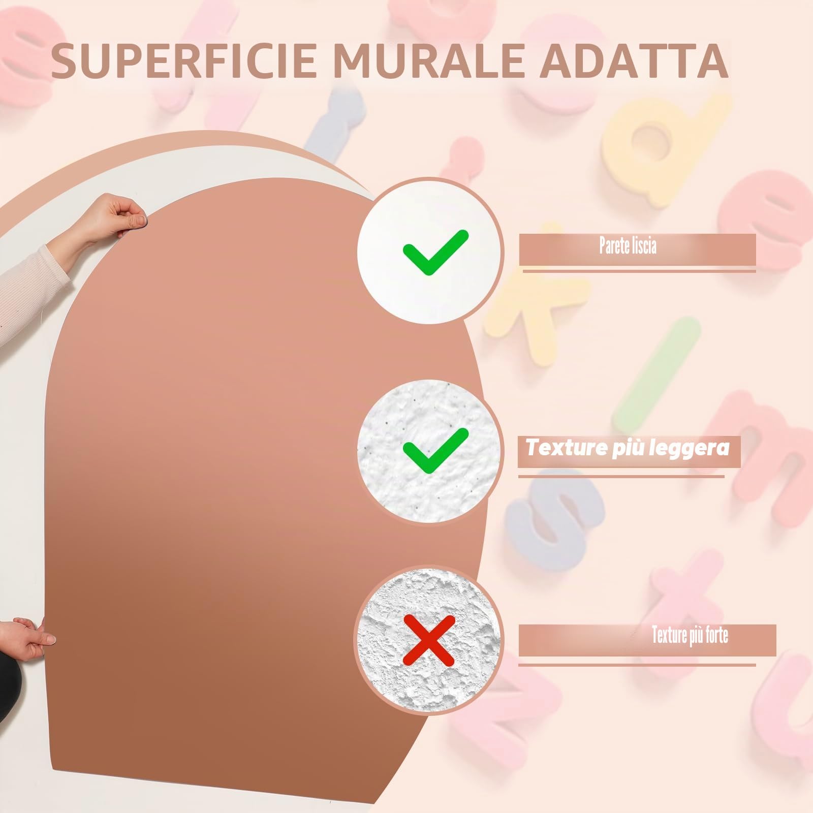 Lavagna Magnetica da Parete per Bambini 80×100 cm, Lavagna Adesiva Arco Cancellabile con 3 Gesso Senza Polvere, 1 Panno per Pulizia Idea Regalo Creativo Perfetta per Cameretta, Sala Giochi (Tè Lai)