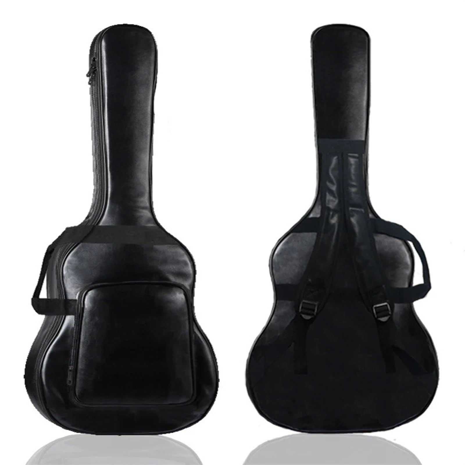 Gitarrentasche Klassischer Gitarren-Rucksack aus wasserdichtem, verdicktem PU-Leder, 40/41 Zoll, Tragetasche for Gitarrenkoffer, Zubehör for Musikinstrumente(Black)