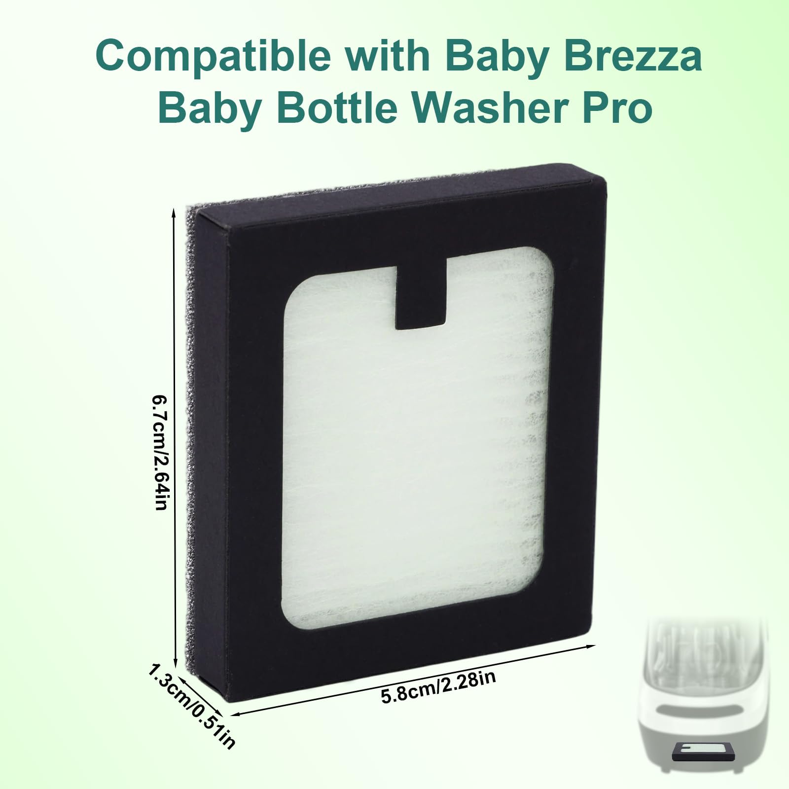 4 Pezzi Filtro Sostituzione Compatibile con Baby Brezza Baby Bottle Washer Pro, 6,7x5,8x1,3cm PP PET Pulitore Bottiglia Accessori Filtrazione