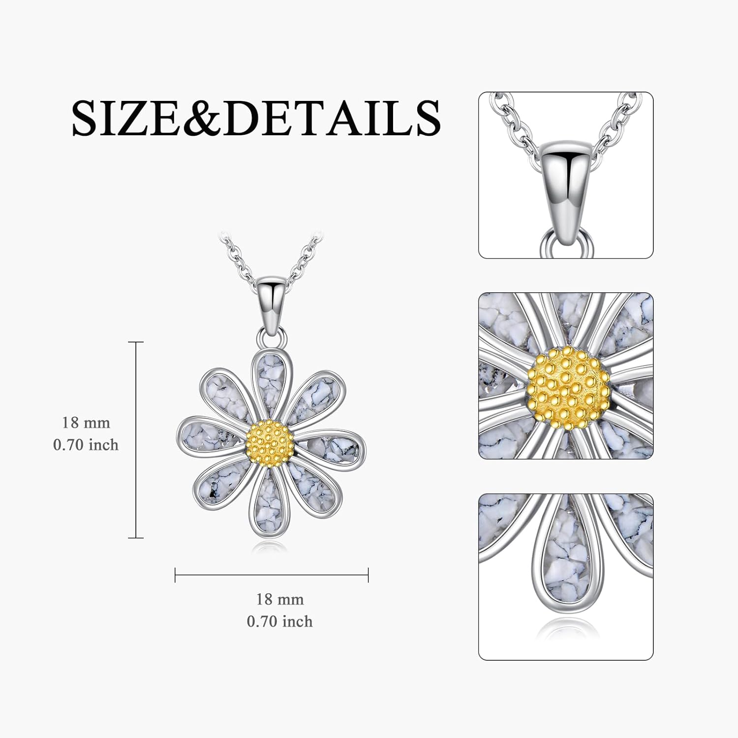 Flower Necklace Women Sterling Silver Hibiscus/Edelweiss/Orchid/Lotus/Daisy Pendant Flower Jewelry Gifts - Image 3