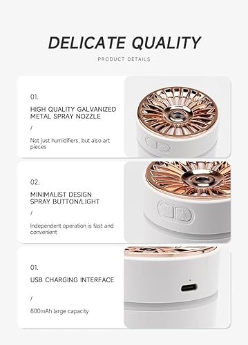 Miniatura 5 de Humidificador difusor de coche para aceites esenciales con luz colorida Mini USB aroma de aire pequeño humidificador con 10.1 fl oz y varios modos