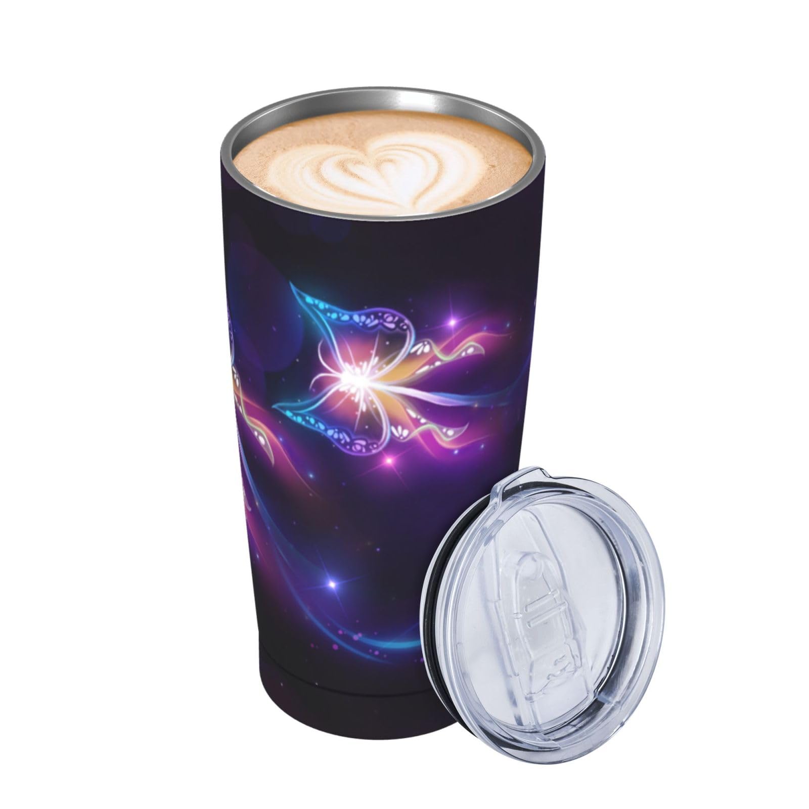 Tazza termica portatile della tazza dell'automobile della tazza dell'acciaio inossidabile stampata della farfalla viola