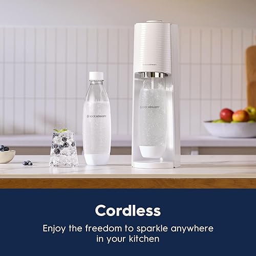 Miniatura 6 de SodaStream Terra - paquete para agua con gas blanco con CO2 botellas DWS y sabores Bubly Drops Negro, Azul Misty, Rojo, Blanco