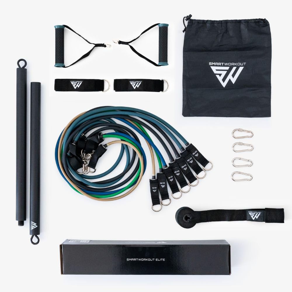 SmartWorkout - Ultimate+ Pack include Elite Resistance Bands Kit + Smartpress + Carry Bag + 5 accessori aggiuntivi - Set completo fitness per allenamento a casa
