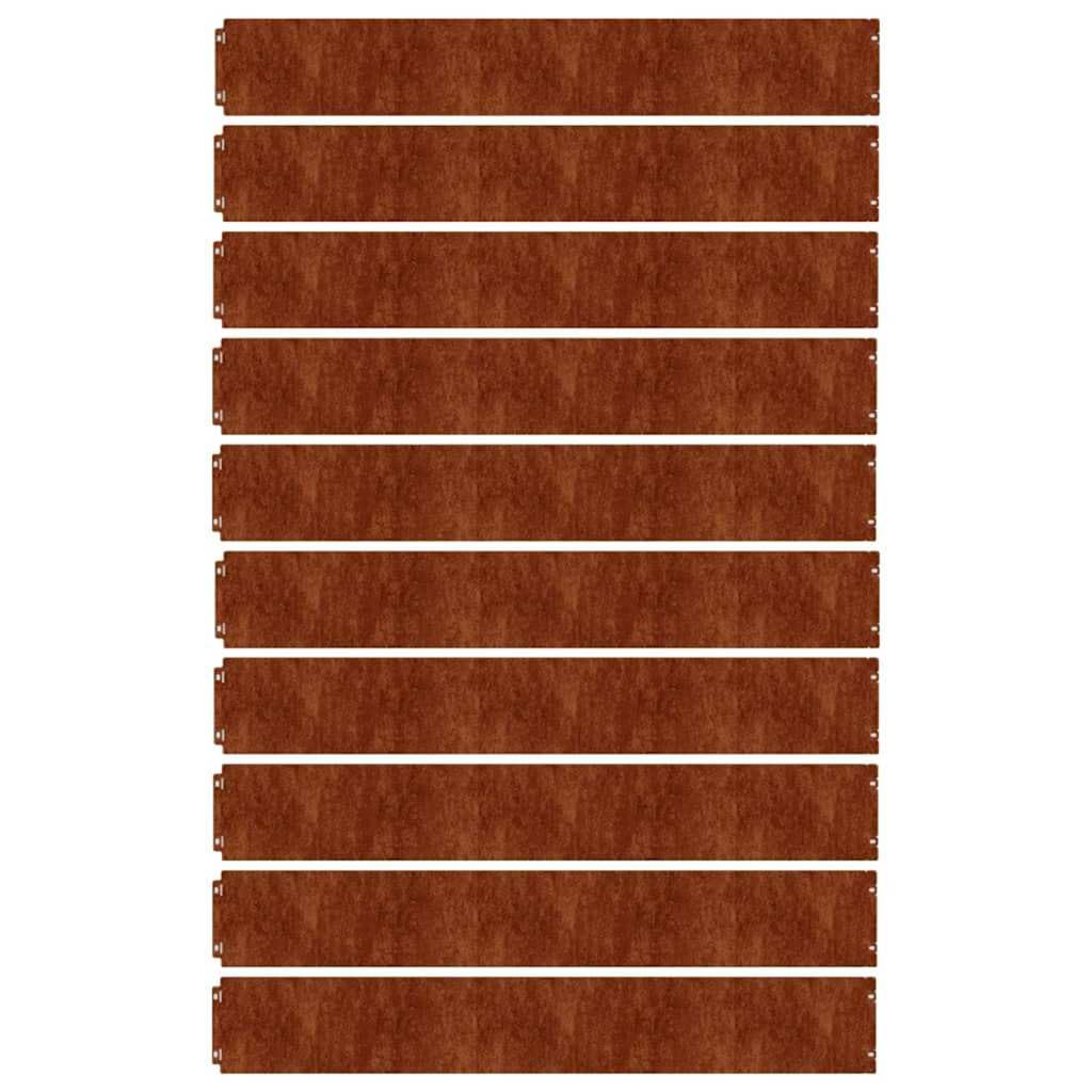 Krawędzie trawnika, 10 sztuk z elastycznej stali Cortena, 15 x 103 cm, odporne na warunki atmosferyczne obramowanie rabatki z systemem wtykowym do obramowania ogrodu, grządek, grządek i