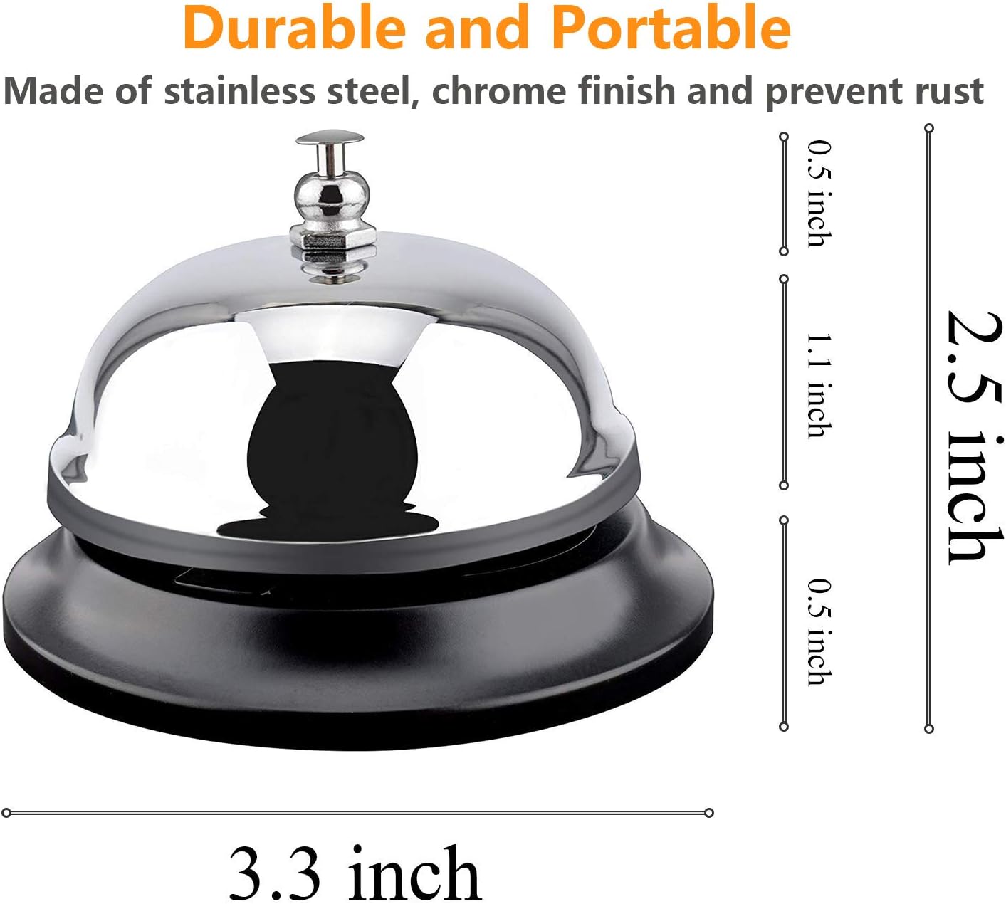 Big Button Desk Call Bells, Safcare Front Desk Service Bells, Made of All-Metal Construction for Office Hotels Schools Restaurants Bar Reception Areas Hospitals and Warehouses(Silver, 2 Pack) : Office Products