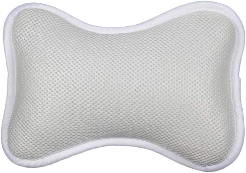 Bathtub Pillow 1 Pcs Soft Bath Pillow with Suction Cups for Neck and Shoulder Support Cushion (White)