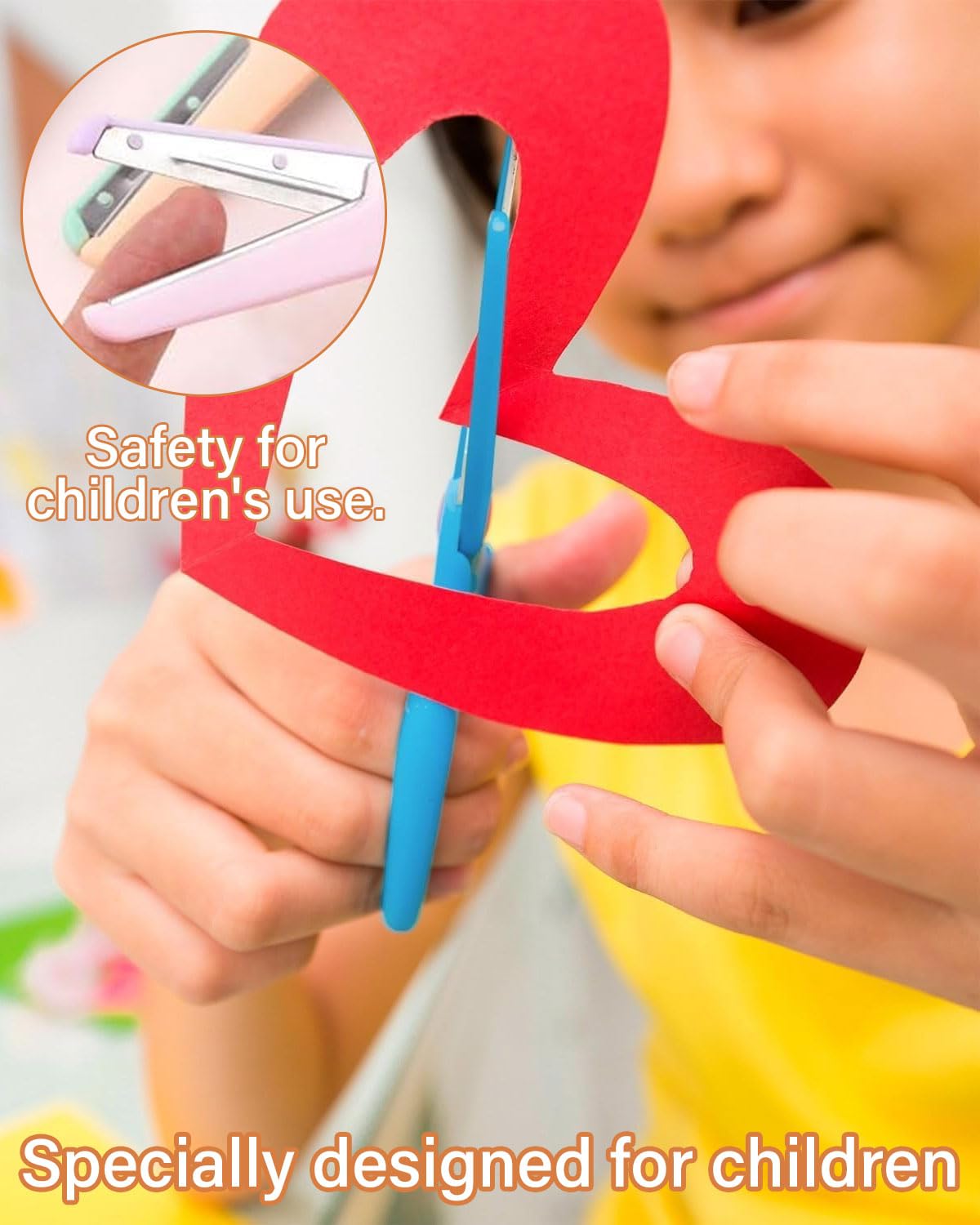 3 piezas Tijeras Infantiles con Dispositivo de Seguridad,para Niños y Revestimiento de Plástico,con Punta Redonda