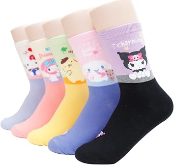 Socksense Hello K Character Series Womens Original Socks Cotton Blend, Match_5pairs