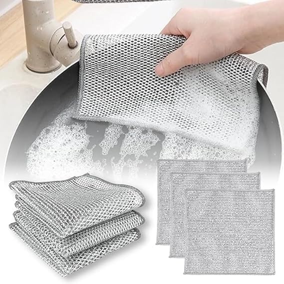 Table Rag With Handle VAIVIK MART Non-Scratch Wire Dishwashing Rags – Reusable Multipurpose ...
