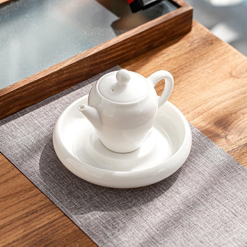 Tea Tray White Porcelain Pot Support Water Storage Tea Tray, Tea Tray Kung Fu Tea Set Accessories Home Office Desk Coffee Table Pot Holder Tea Trays