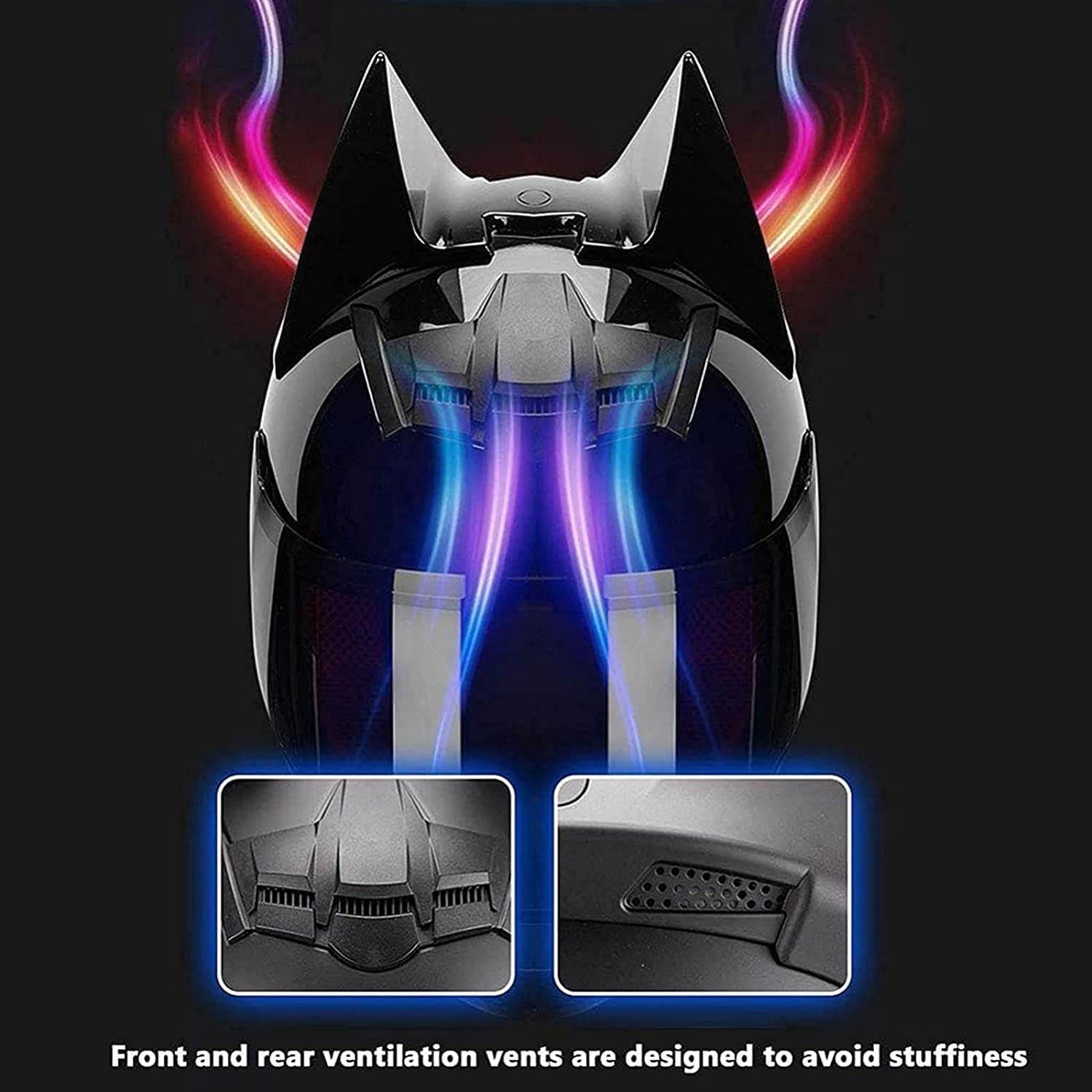 Bluetooth Offroad Moto Batman Casco Integrale per Uomini e Donne, Uomini e Donne Certificati DOT/ECE Cool Cute Batman Casco Integrale, Leggero Moto Elettrico Moto da Corsa Casco A,X-Large