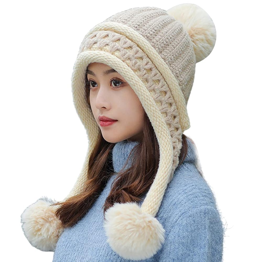 Women Winter Beanie Hat Earflap Peruvian Warm Slouchy Fleece