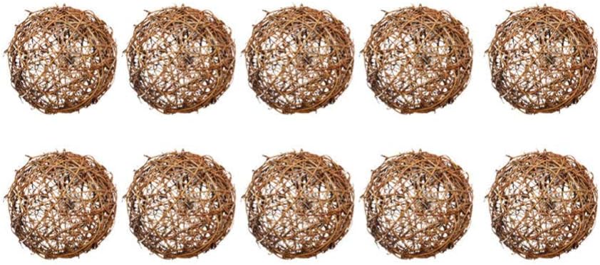 10pcs10pcs Lifelike Decorative Wicker Rattan Balls Vase Filler Grapevine Ball Christmas Baubles Ornament for Christmas Party Wall Decoration Bird Chew 10cm