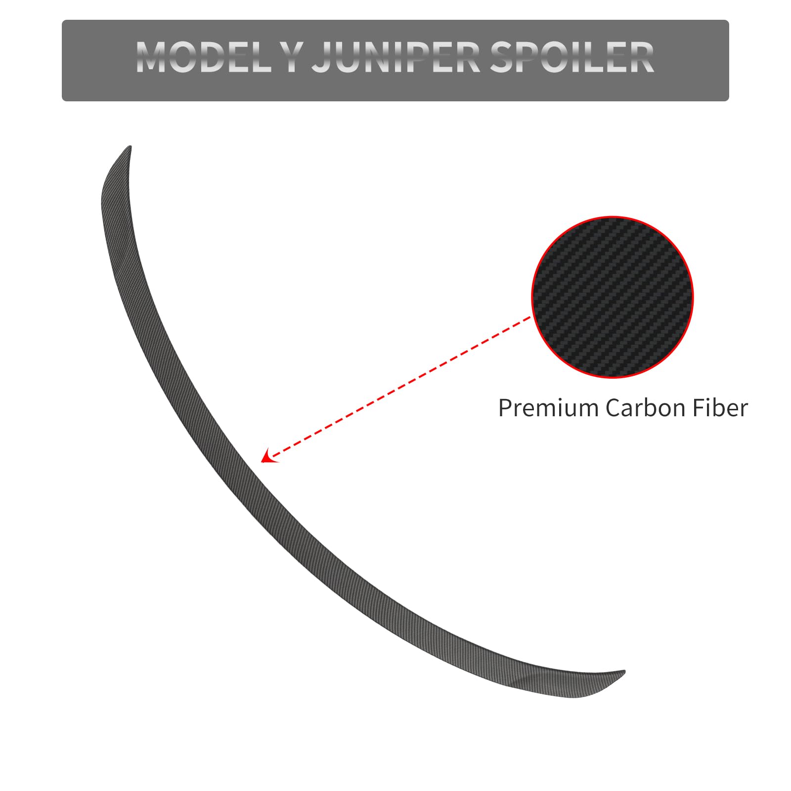 TOPABYTE Spoiler per Tesla Model Y Juniper 2025 2026 Nuova serie di Lancio Accessori Performance Originale Spoiler Posteriore Wing Lip Tail (Fibra di Carbonio Opaca)
