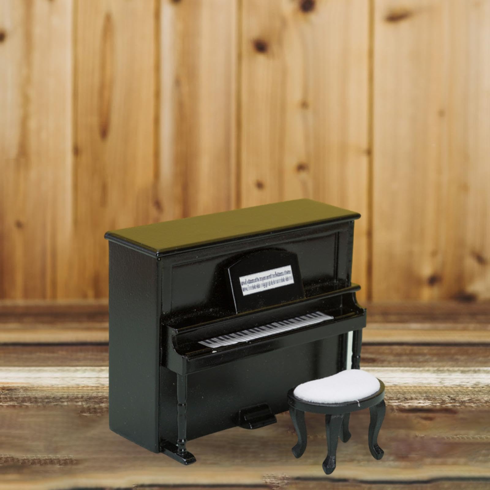 GANAZONO 1:12 Scale Dollhouse Piano - Miniature Wooden Upright Piano With Stool