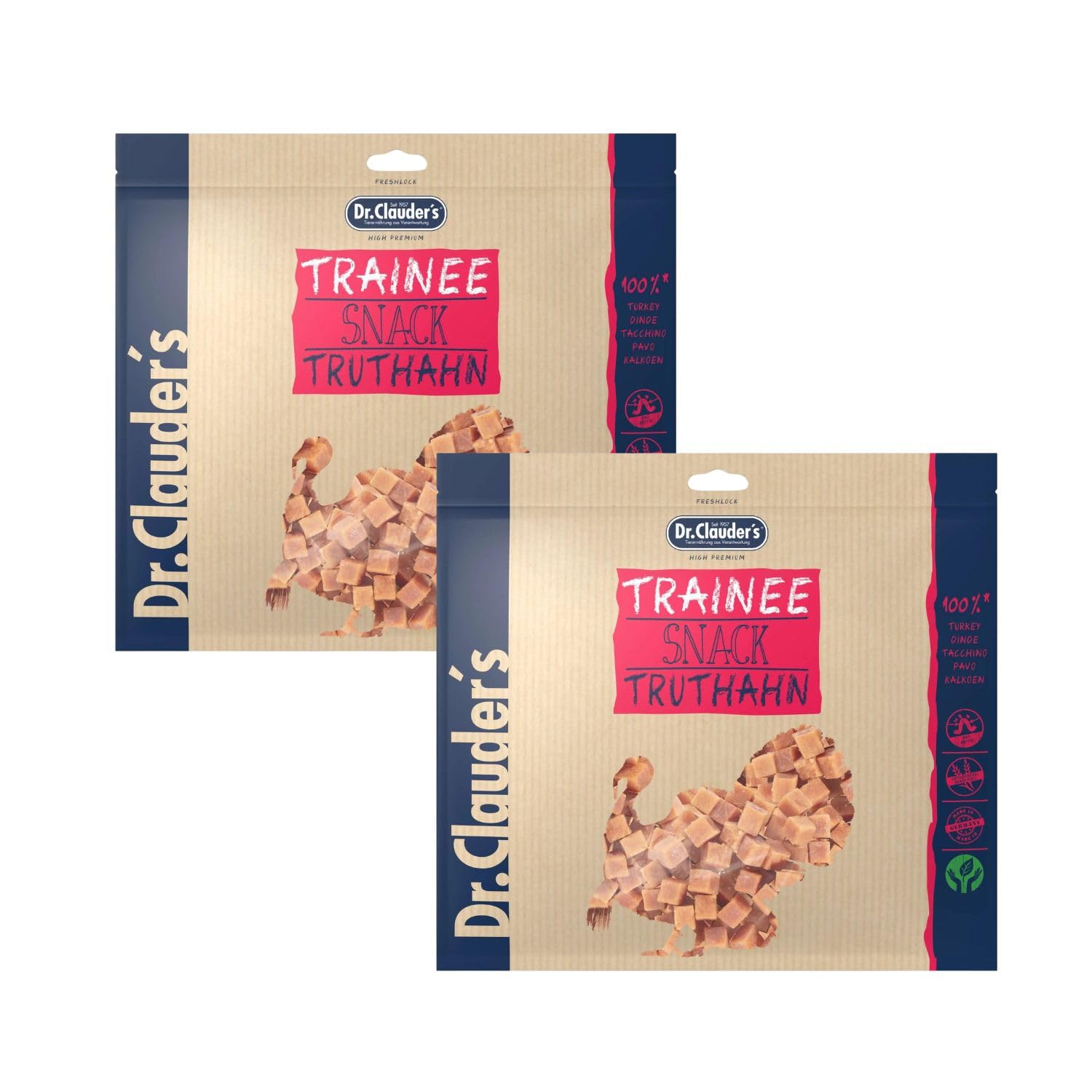 Trainee Snack Pavo | Premio para Perros y Gatos | 2 x 500 g | con FOS