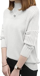 [Tiernyueth] レディース ハイカラー セーター ニット 長袖トップス 無地 プルオーバー ゆったり あたたかい 柔らかい 快適 厚い ファッション 人気 かわいい フェミニン ップ グレース お出掛け カジュアル 着回し力 リブ 韓国 秋冬