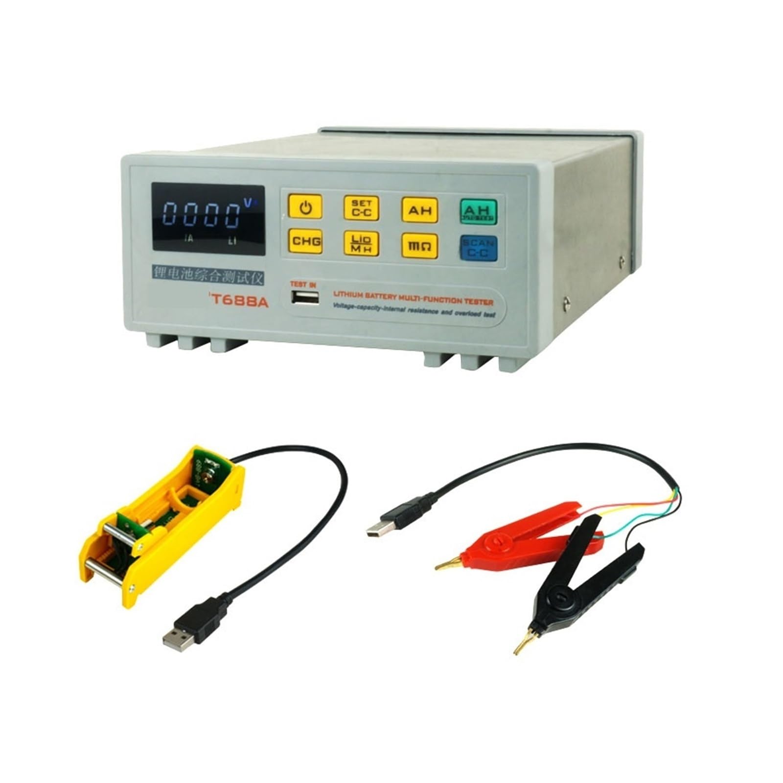 Tester per batterie, T-688A Analizzatore digitale capacità batteria | Offre resistenza interna, analisi della capacità; ideale per batterie di auto, camion e moto.