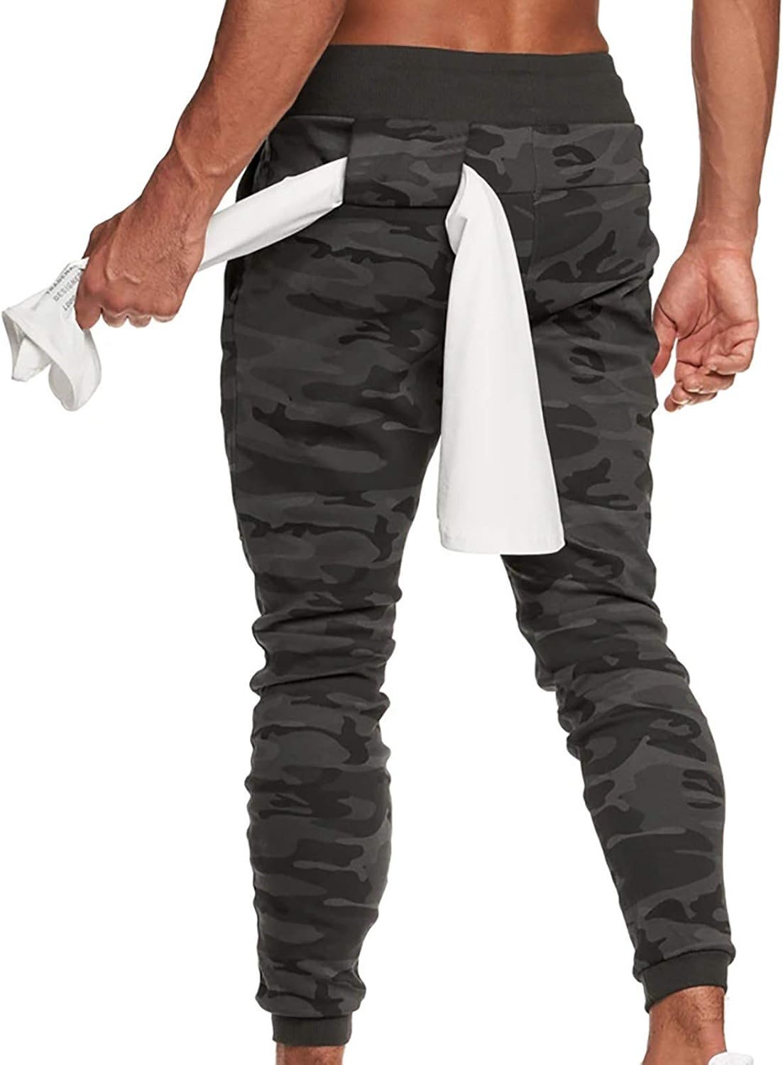 Gym Leggings For Women Mens Trousers Slim Fit Small Leg Sports Jogger Trousers With Towel Ties Mens Fitness Trousers Slim Fit Skinny Sweatpants Can Tie Towel Camouflage Xxxl : Clothing, Shoes & Jewelry