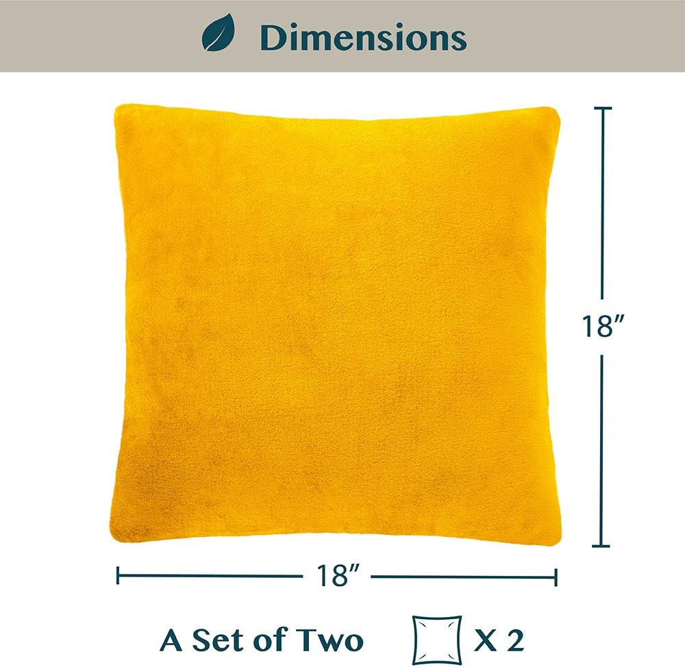 PAVILIA Mustard Yellow Throw Pillow Covers 18x18 Set of 2, Decorative Pillow Cases for Bed Sofa Couch, Boho Aesthetic Accent Decor Cushion Bedroom Living Room, Velvet Square Euro Sham Covers, Yellow - Image 7