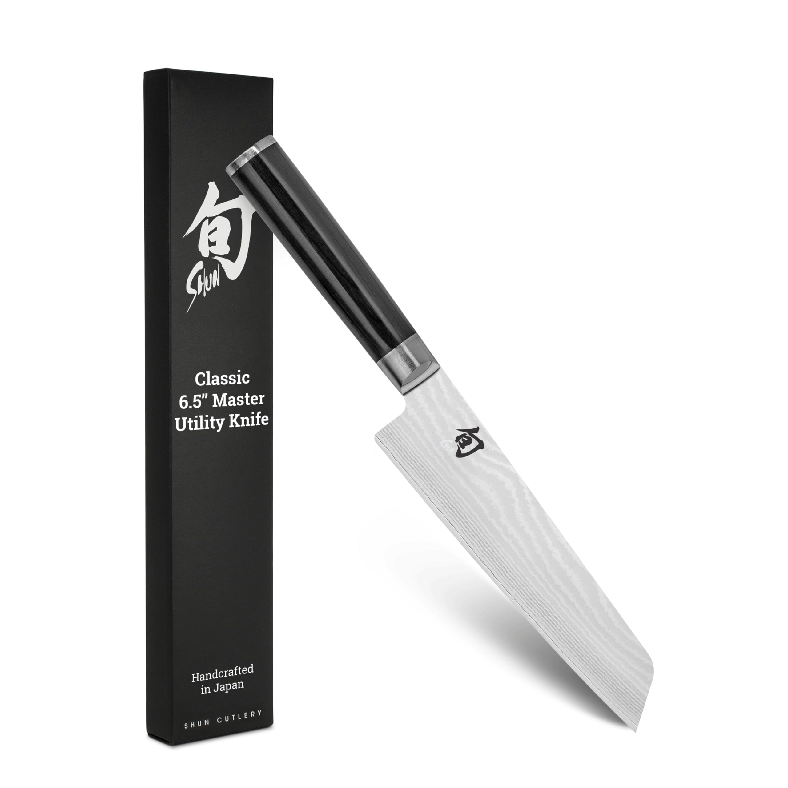 Shun Classic 6.5" Master Utility Knife, Handcrafted Japanese Knife, VG-MAX Core with Damascus Stainless Steel Cladding, Pakkawood Handle, Precision and Sharpness for Professional and Home Chefs