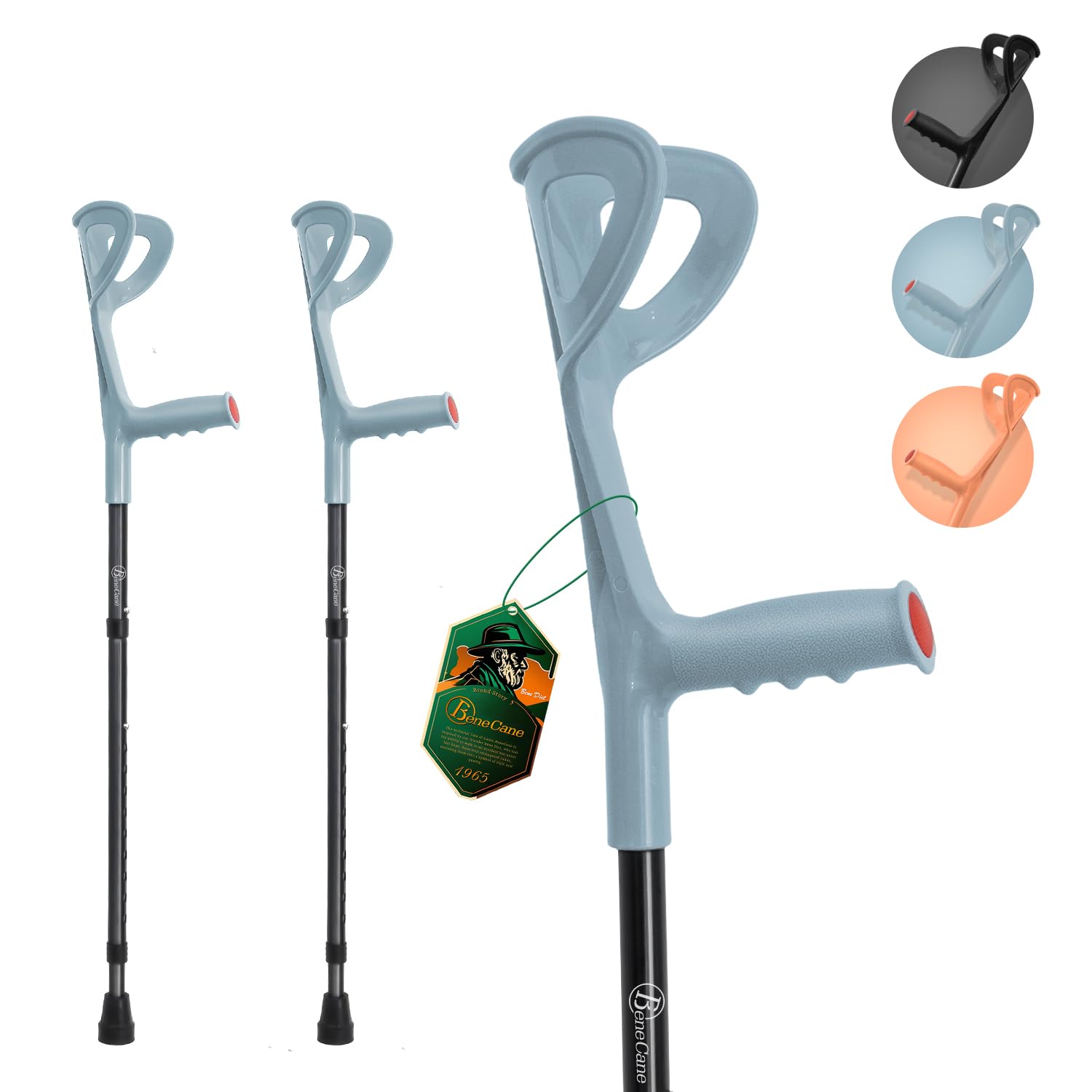 Forearm Canes Lightweight Arm Crutch Adjustable Ergonomic Comfortable on Wrist Non Skid Rubber Tips