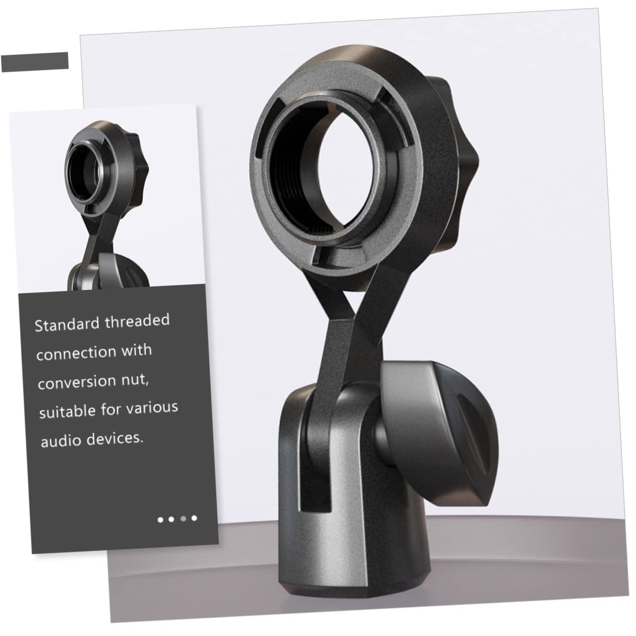 HANABASS 4Pcs Rotatable Microphone Clip for Handheld Microphones Stand Mount with Conversion Nut for Desktop Use Meetings Podcasts and Video Chats