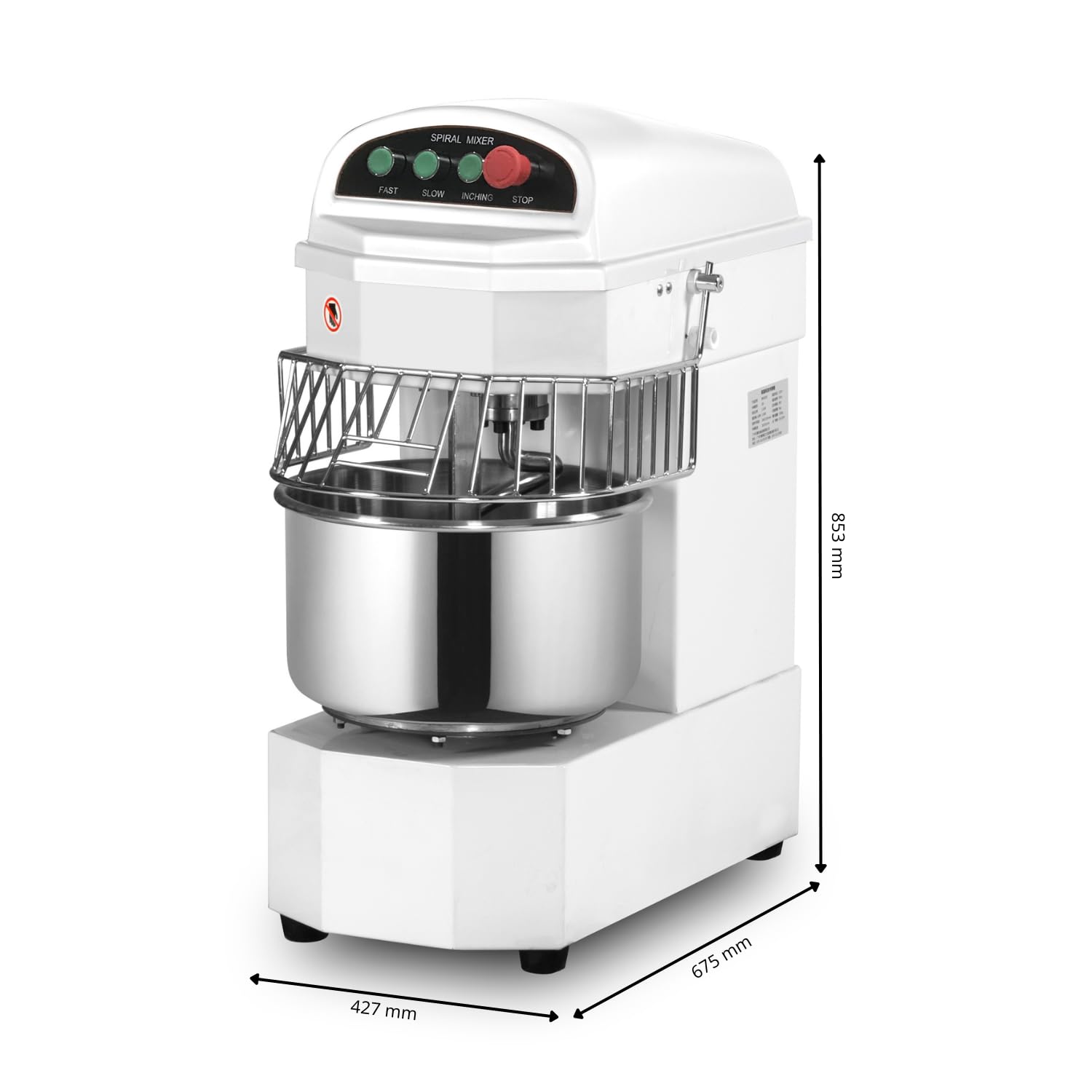 Amasadora de masa profesional de 20 litros – 2 velocidades – Tanque fijo – Monofásico 230 V – 1100 W