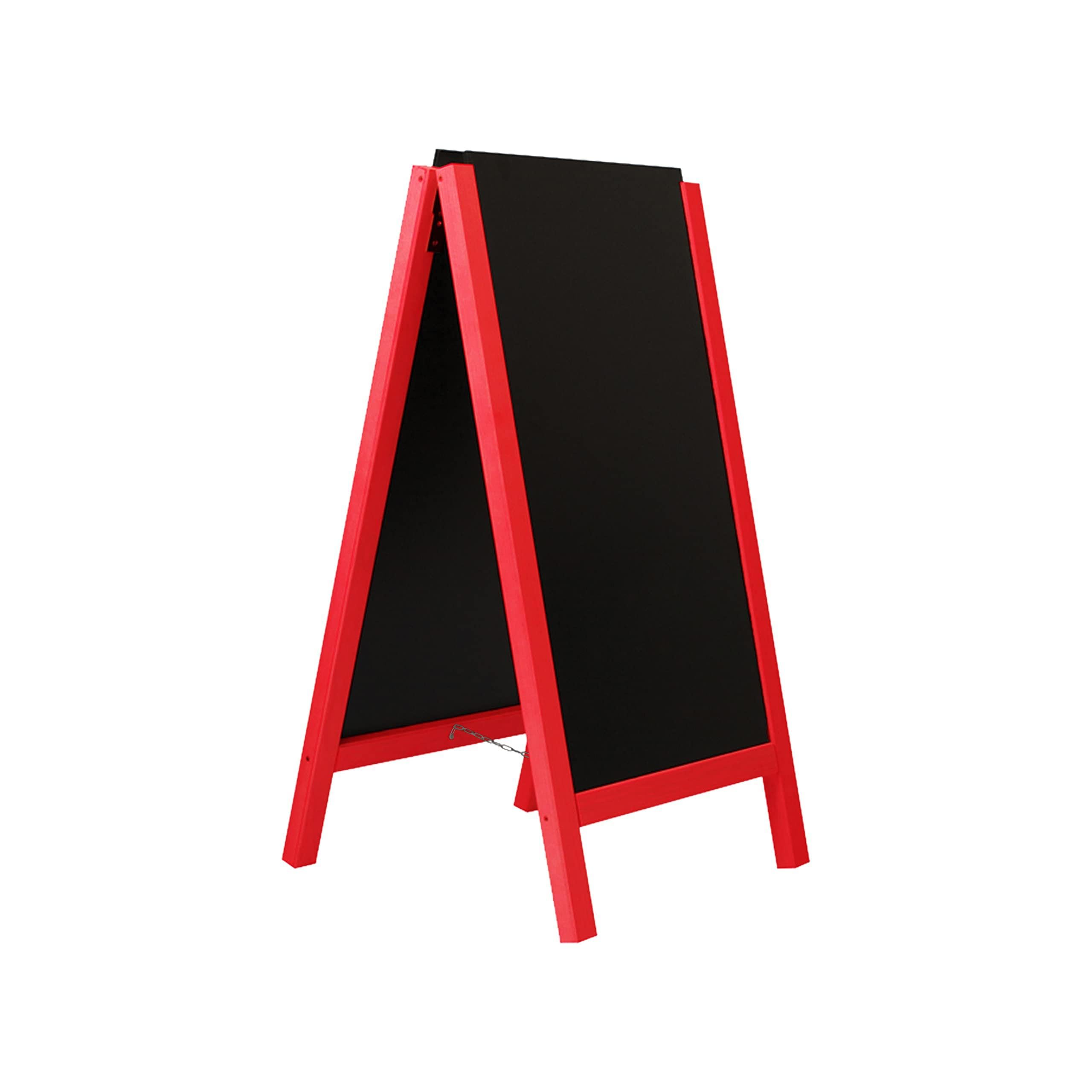 Chevalet stop trottoir avec 2 ardoises amovibles cadre bois rouge vin dimensions 117 x 60 cm - Fabrication Française