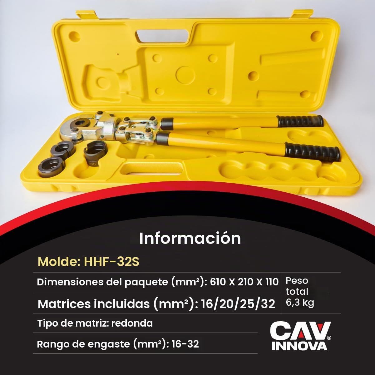 Prensadora de Tuberías Manual Profesional |16-32mm| 360° Prensa Multicapa, Herramienta de Alta Precisión, Cobre,Mango Extensible, para Tubo PPR-,PEX-,PB-,PE,Aluminio-Plástico