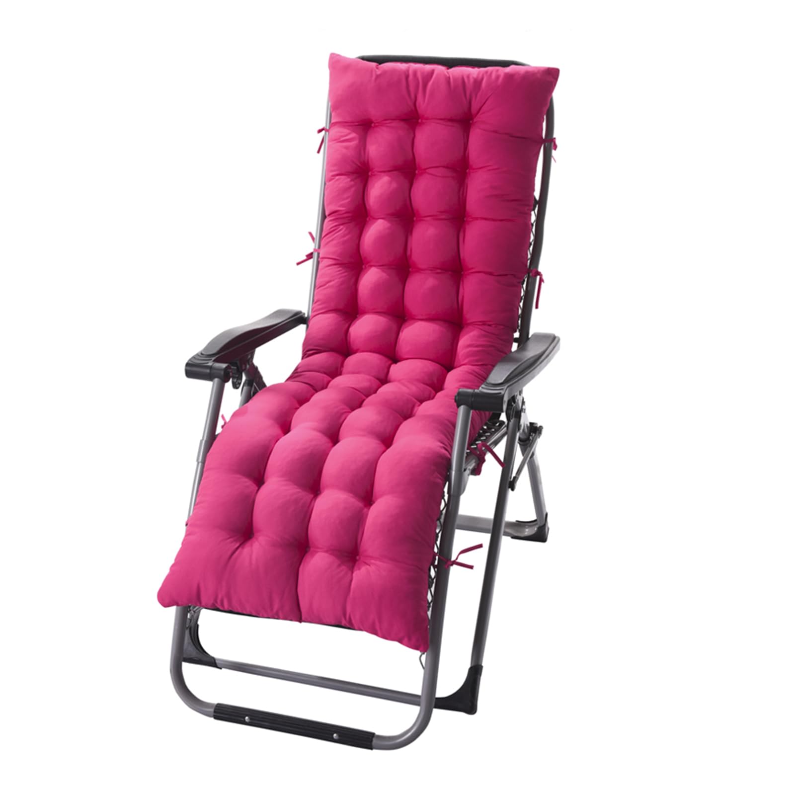 Cojín de Tumbona para Jardín 155 x 48 x 8 cm - Acolchado de Ratán y Lino Sintético para Sofá (Rosa)