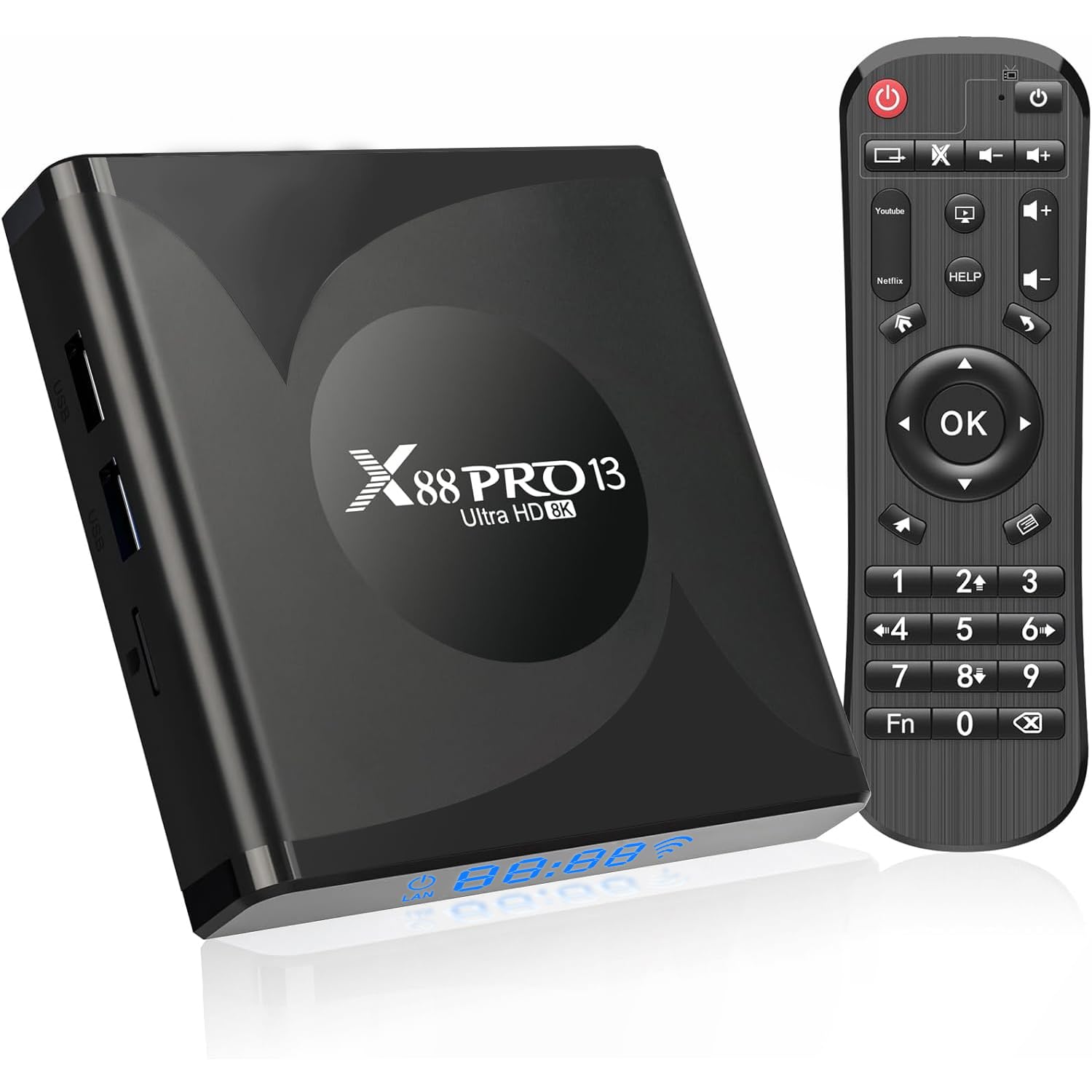 GREVA KTV Box Android 13.0, Smart TV Box Android 13.0 8K RK3528 Chipset Soporte WiFi6 BT5.0 Ethernet LAN HDR10 3D HD Smart Streaming Media Player, sistema de micrófono de karaoke sin