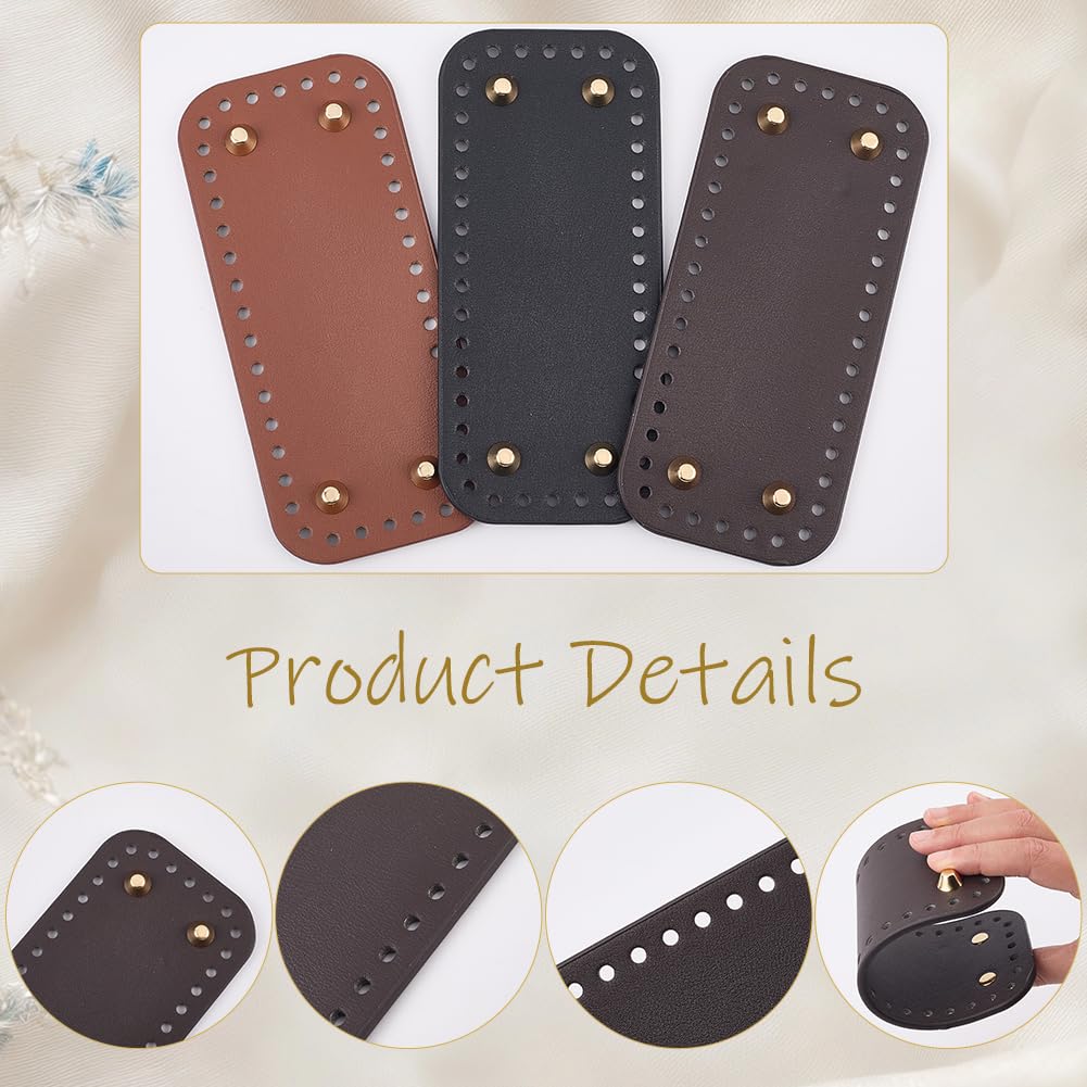 Set De 5 Pièces De Fonds De Sac En Cuir PU Pour Crochet - Ronds Et Rectangles 15 Cm - Inclus Crochets En Aluminium Pour DIY Sacs à Main
