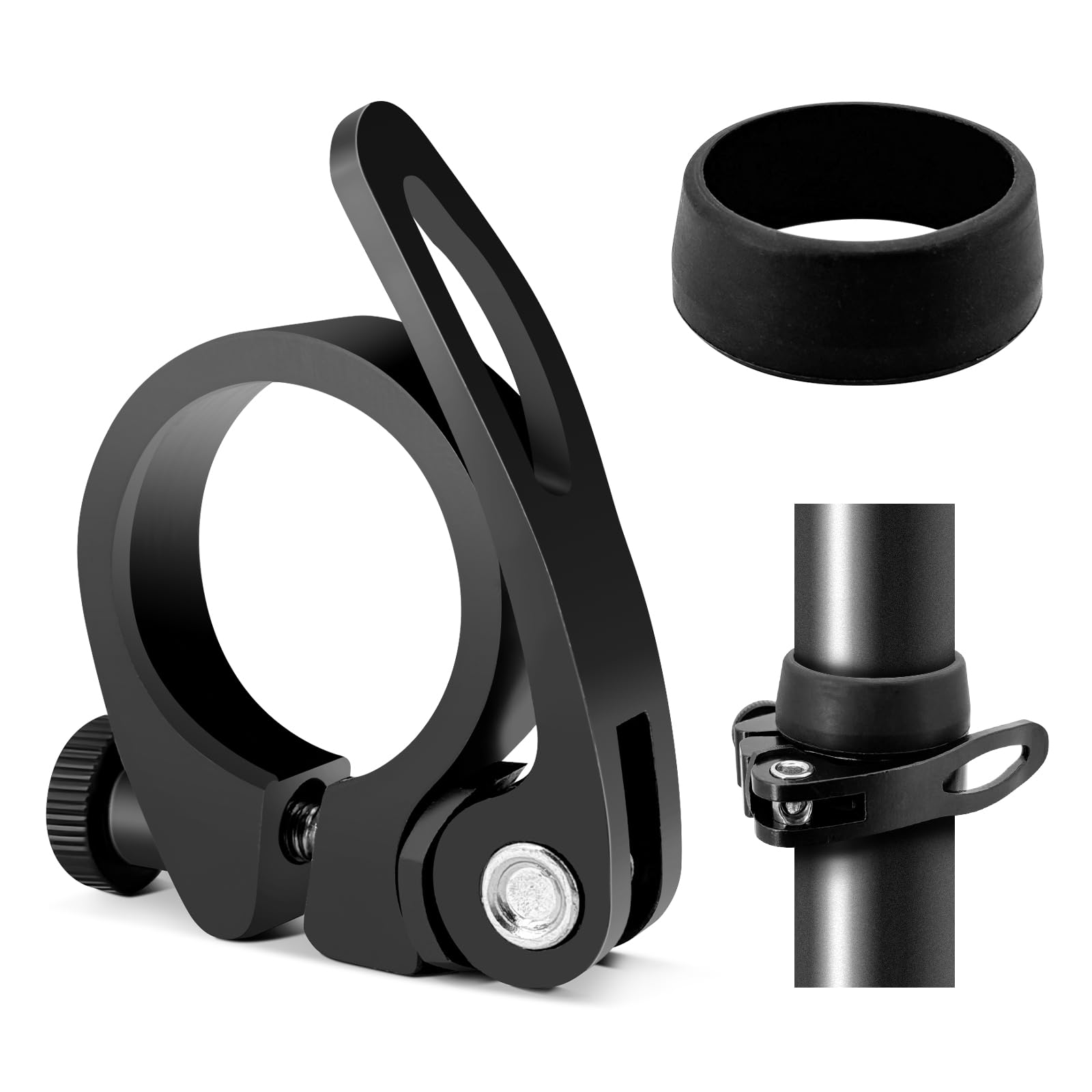 Morsetto per sella a sgancio rapido per bicicletta, 31,8 mm, morsetto per reggisella in alluminio, sgancio rapido per bicicletta, sella per il fissaggio del reggisella con anello di protezione