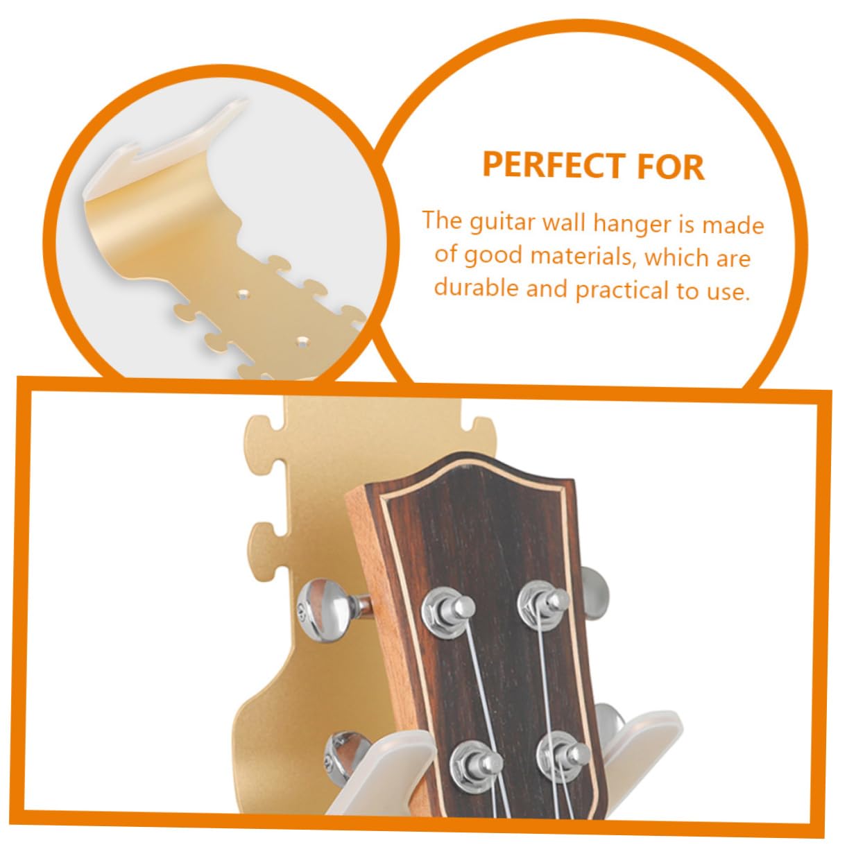 Gancio da Parete per Chitarra in Metallo Oro, Supporto Singolo | Rivestimento in Silicone, Installazione Semplice senza Forare, Stabilità Potenziata e Portata Rinforzata