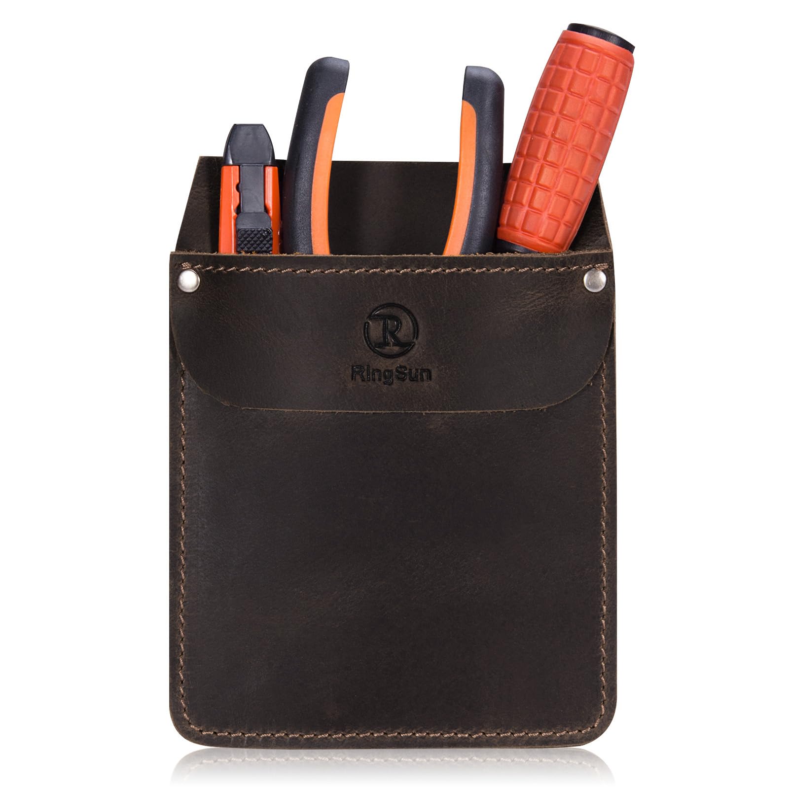 RingSun Genuine Leather Pocket Protector for Men, Durable Tool Pouch, Jeans Shirts Protector for Tools Pens