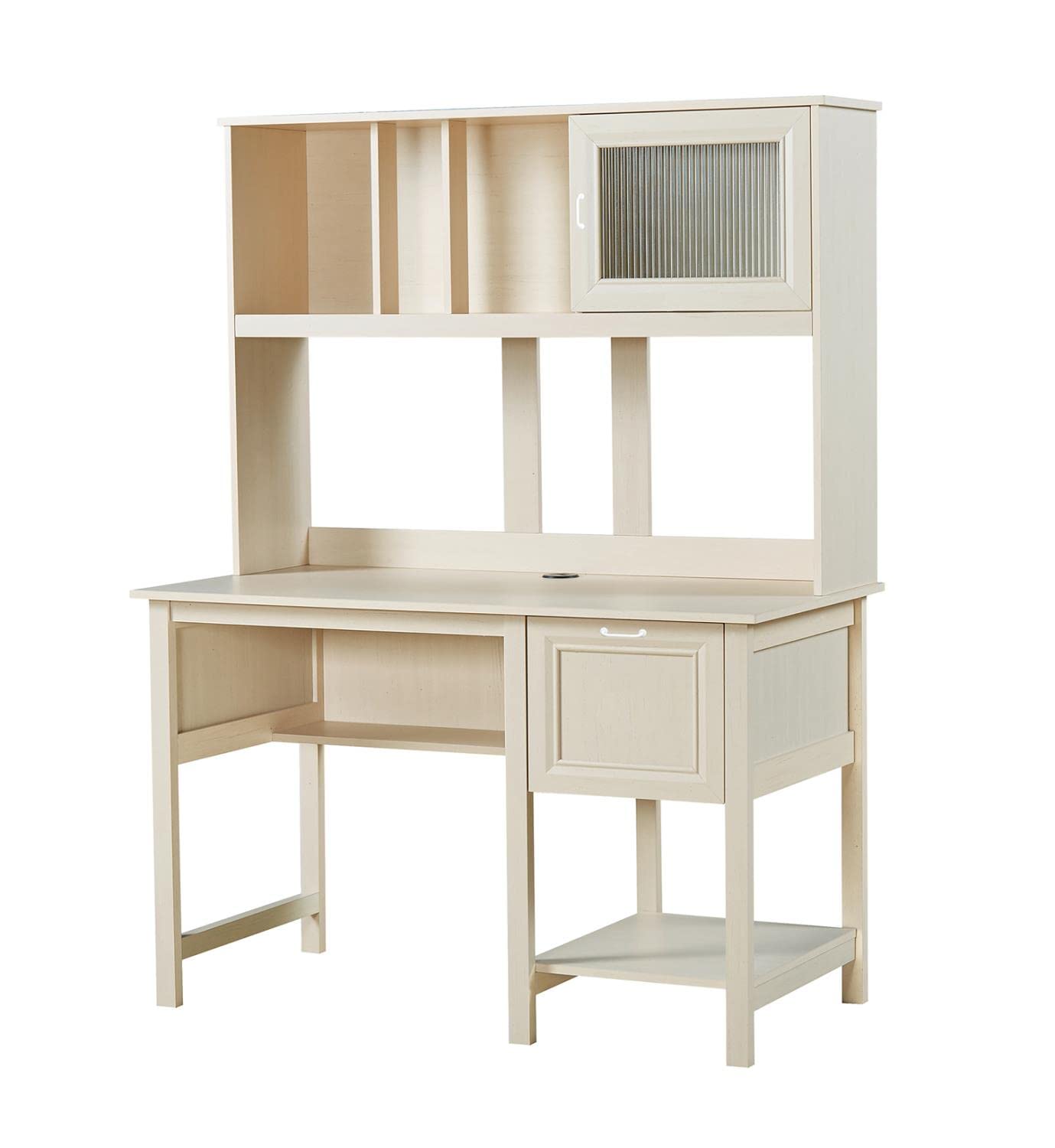 Saint Birch Ansel Modern Wood Writing Desk with Hutch in Antique White