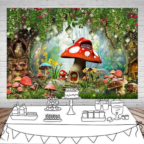 Mocsicka 7x5ft fondo bosque encantado fiesta miniatura 5