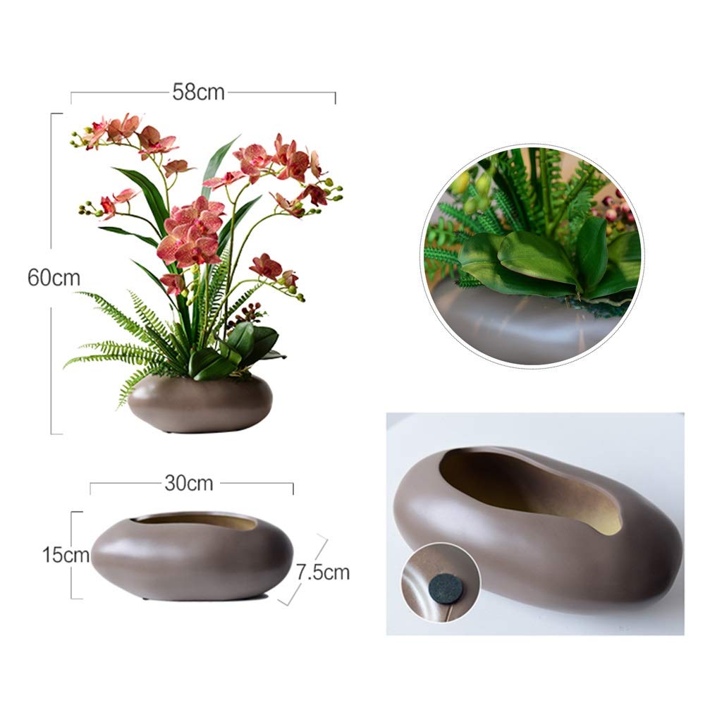 Decorazione di Fiori Artificiali, Orchidee finte - Fiori di phalaenopsis Finti in Vaso, Orchidee Bonsai in Vaso di Ceramica, composizioni di Orchidee finte per la casa/ma