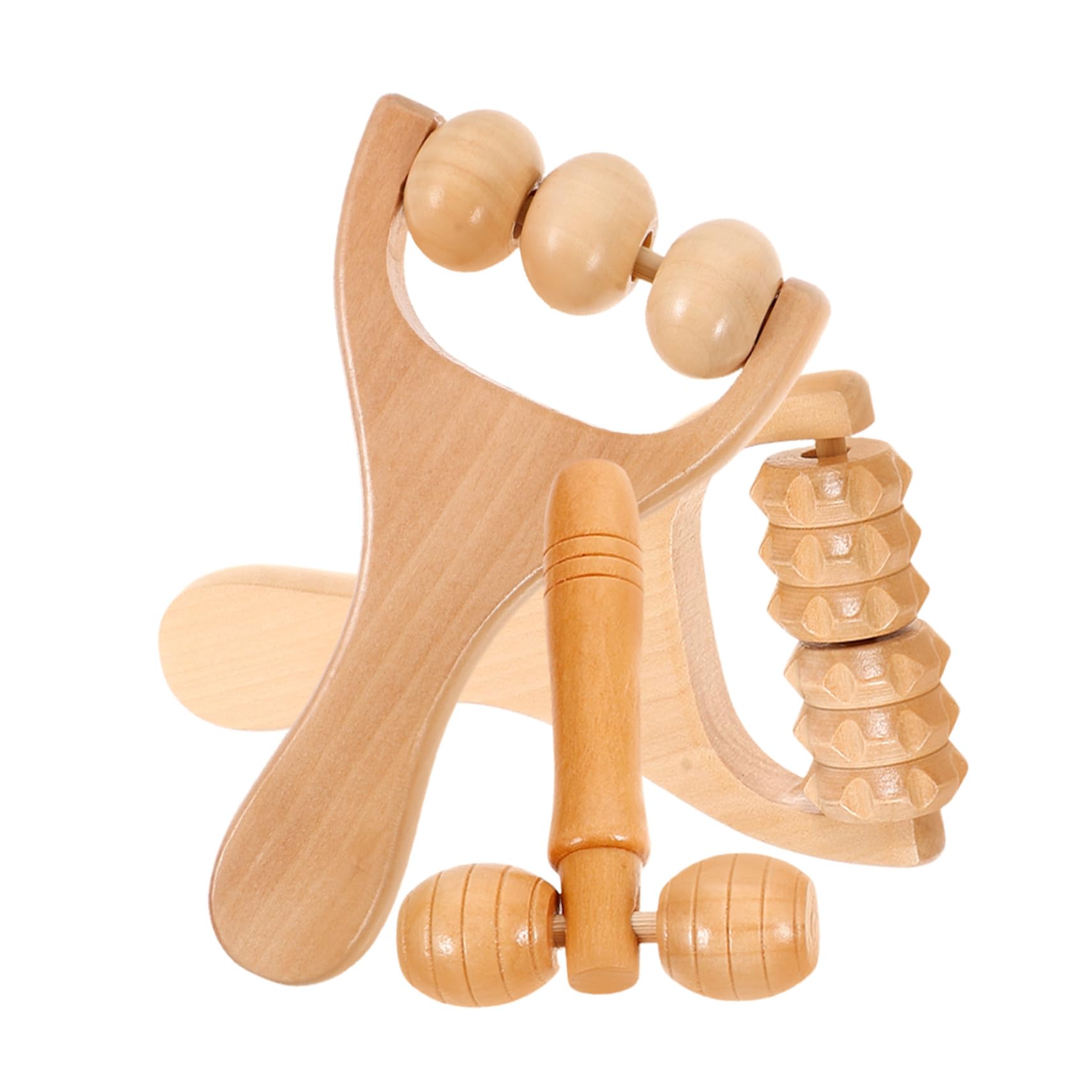 Rodillo Masajeador Facial Rodillo De Masaje Muscular Madera Natural Pies Manos Músculos