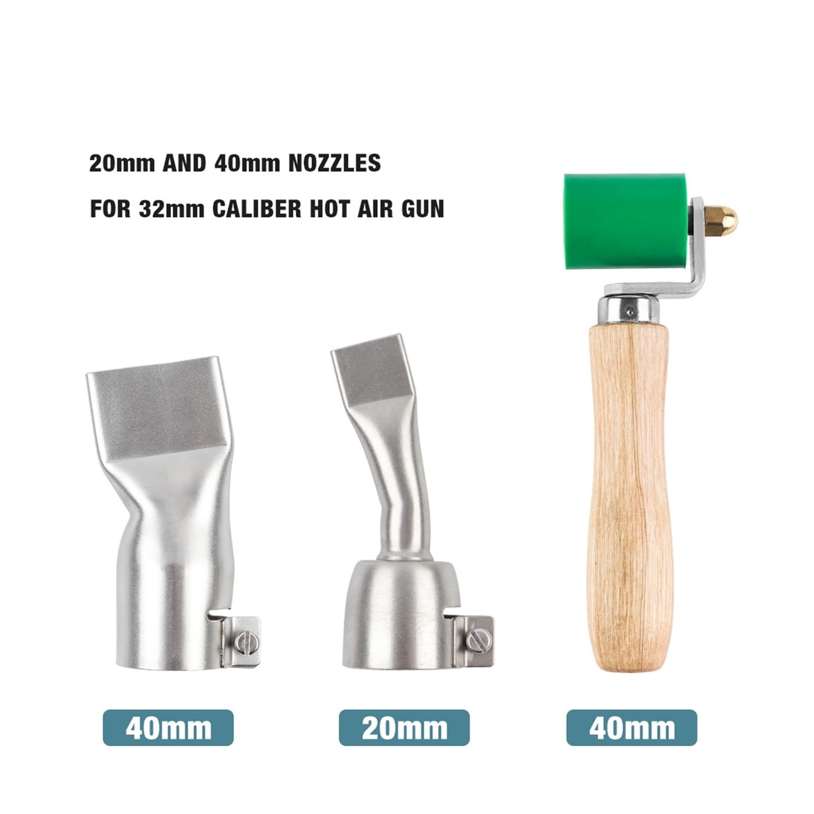 Ugello for pistola ad aria calda professionale da 20 mm/40 mm, piatto in acciaio inossidabile di livello industriale, for pistole termiche 32 diametro, strumento saldatura